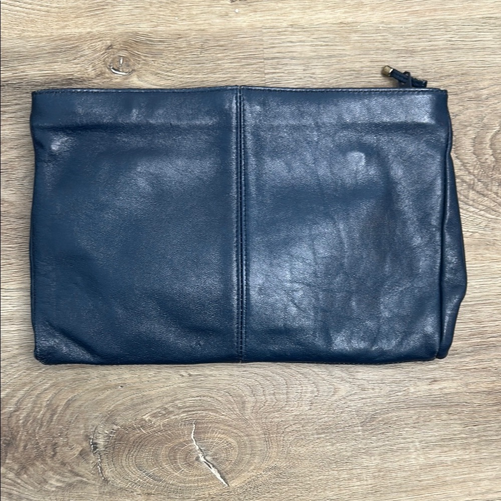 THE BOUTIQUE OF LEATHERS Vintage Navy Blue Leather Pouch Clutch New With Tags